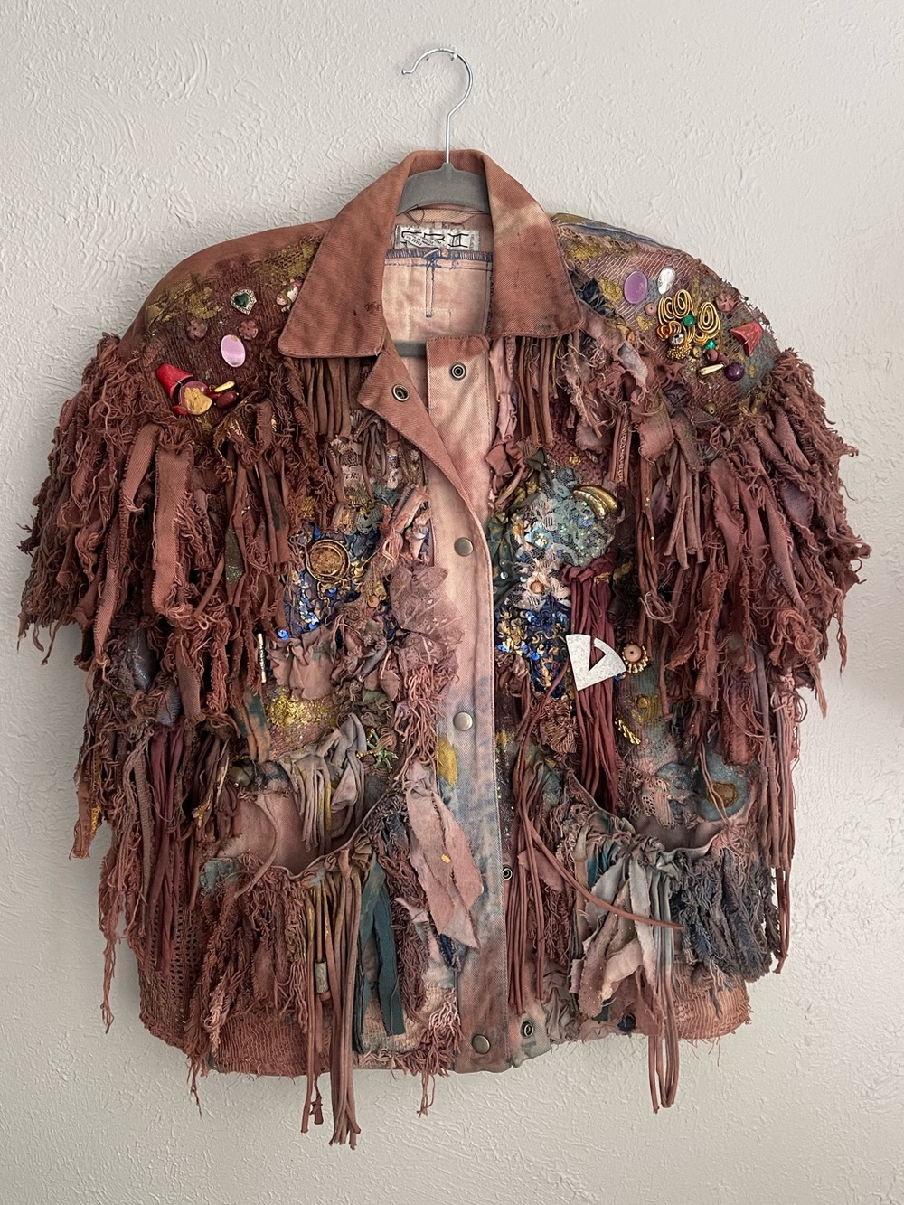 Vintage S.B.I. Embellished Wearable Art Vest 100% Cotton Fringed Boho Patchwork - Picture 2 of 8